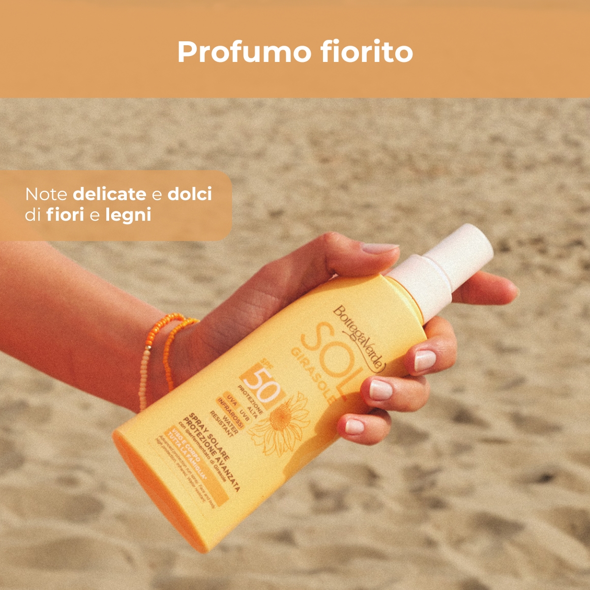 SOL Girasole - Spray solare protezione avanzata - viso e corpo - con iperfermentato di Girasole di Tenuta Bottega Verde - PROTEZIONE  ALTA SPF50 - INFRAROSSI - WATER RESISTANT