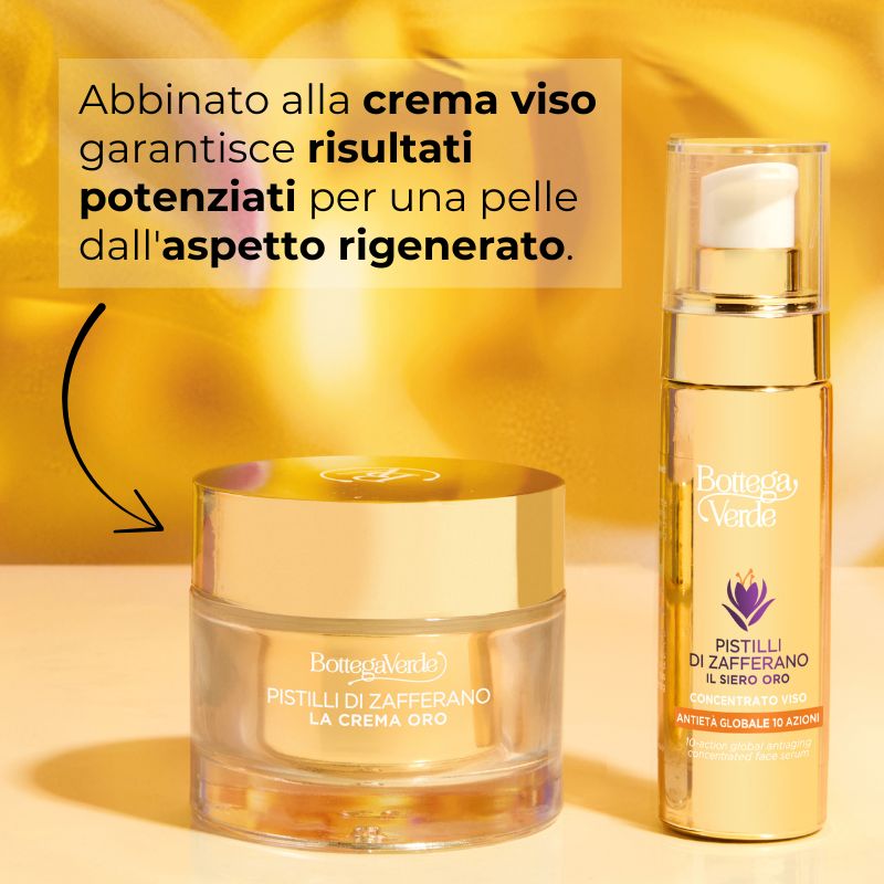 Pistilli di Zafferano - Il Siero oro - Concentrato viso antiet&agrave; globale 10 azioni - con SAFFRON-IDE PRO AGE<TM/> con Ceramidi e iperfermentato di Zafferano