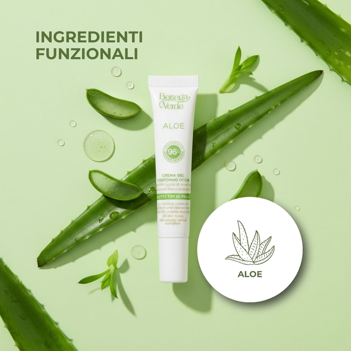Aloe - Cremagel contorno occhi - sguardo fresco e disteso - con 50% succo di Aloe* bio - tutti i tipi di pelle
