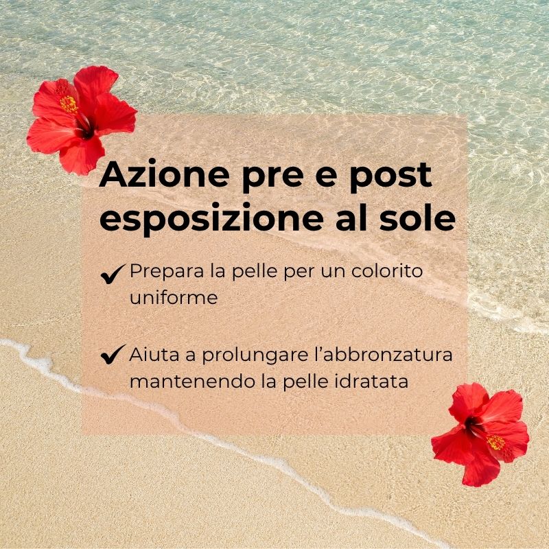 SOL Ibisco Argan - Latte pre e dopo sole - viso e corpo - prepara e prolunga l'abbronzatura - con olio di Ibisco e olio di Argan - pre e dopo sole - senza filtri solari