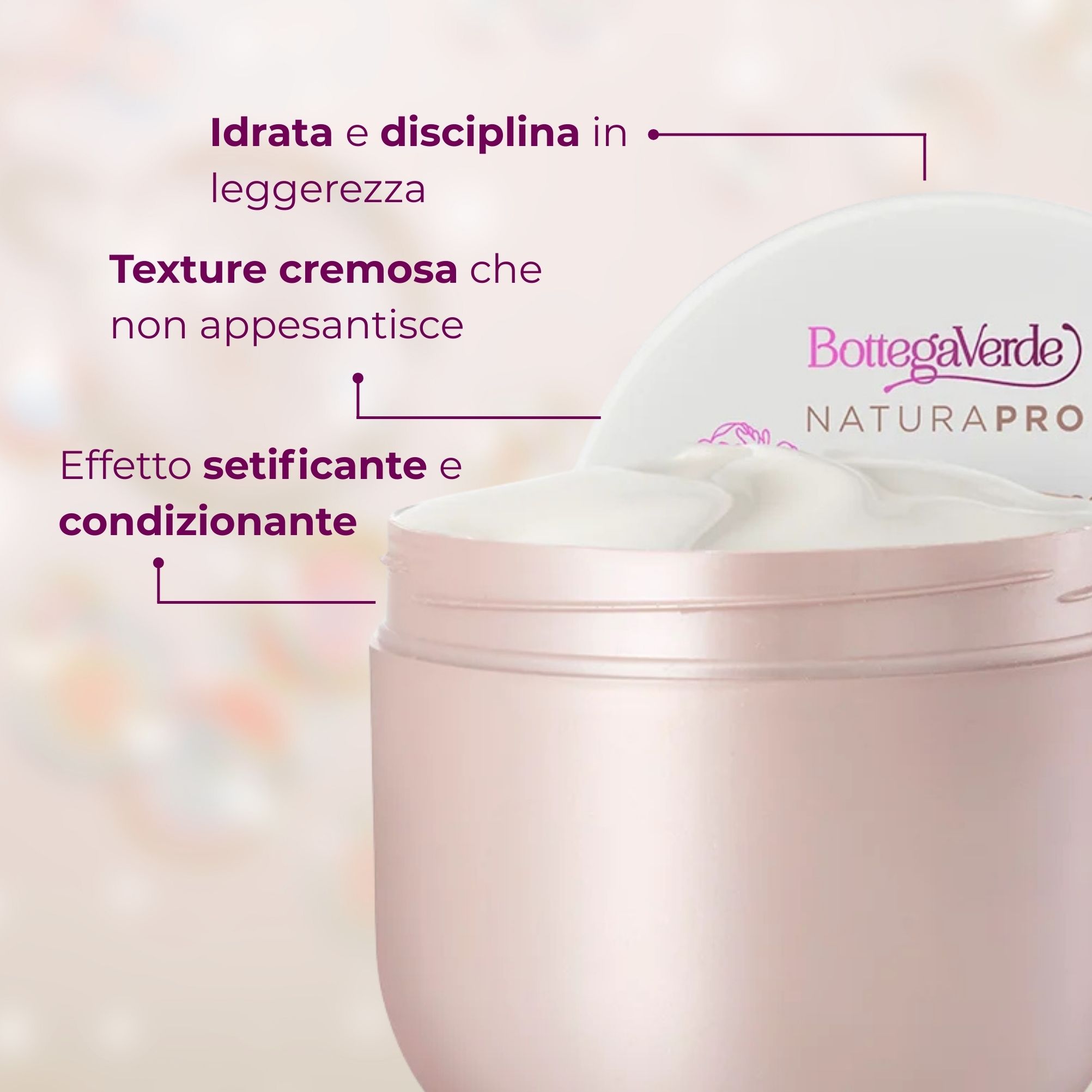 Acido Ialuronico e Iperfermentato di Peonia - Maschera '' idratazione sublime - capelli secchi o e disidratati