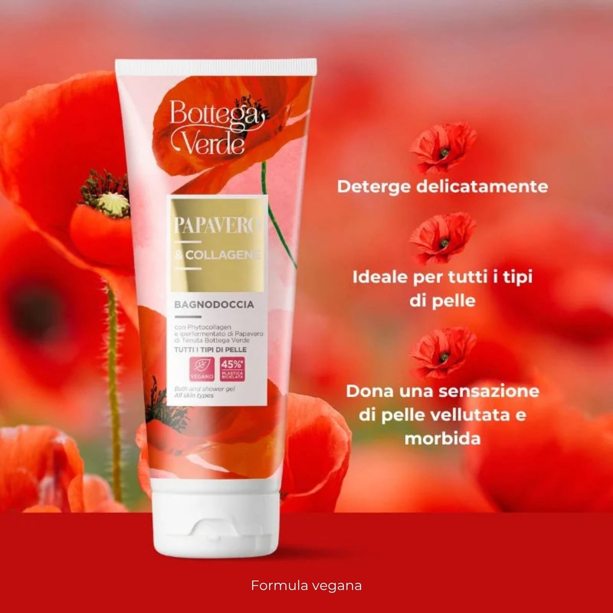 Papavero e Collagene - Bagnodoccia - con Phytocollagen ed iperfermentato di Papavero di Tenuta Bottega Verde - tutti i tipi di pelle