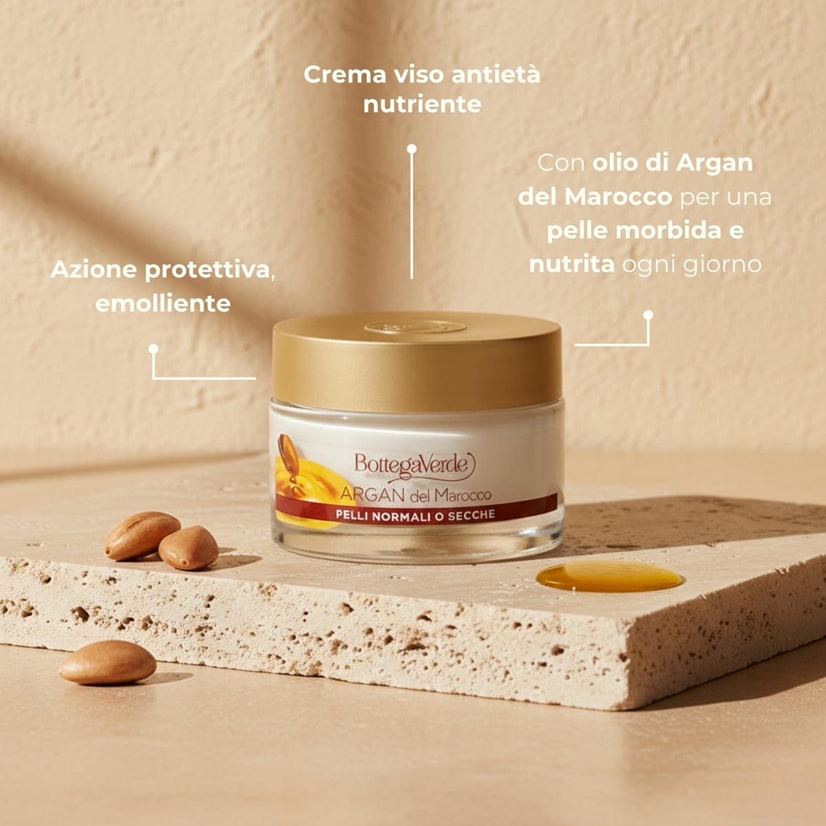 Argan del Marocco - Crema  viso - antiet&agrave; nutriente - con olio di Argan - pelli normali o secche