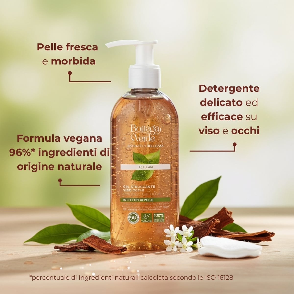 Estratti di bellezza - Gel struccante - viso occhi - Quillaia - non brucia gli occhi  - tutti i tipi di pelle