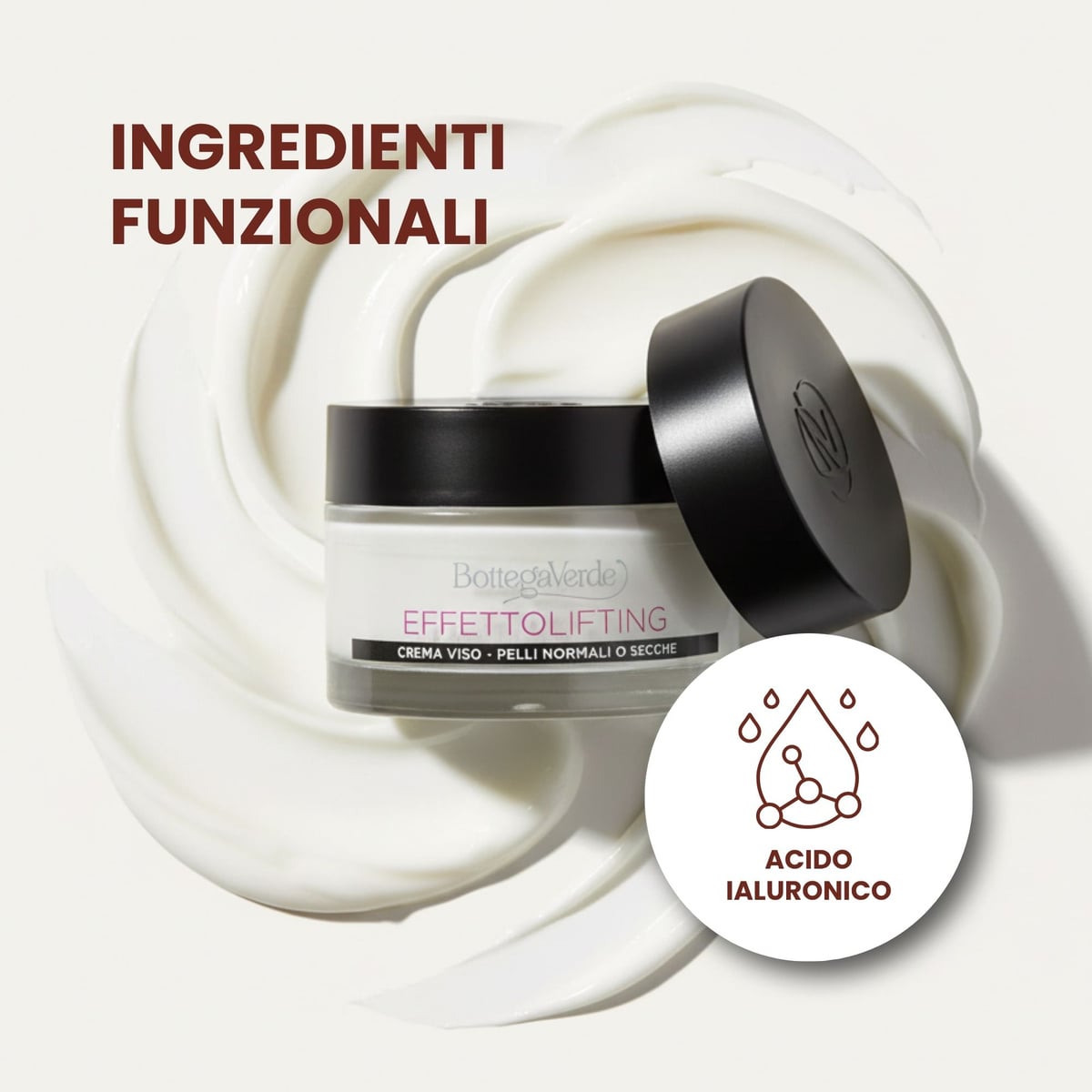 Effetto lifting - Crema viso antiet&agrave;, effetto lifting immediato - con acido Ialuronico ed estratto di Fior di Loto - pelli normali o secche