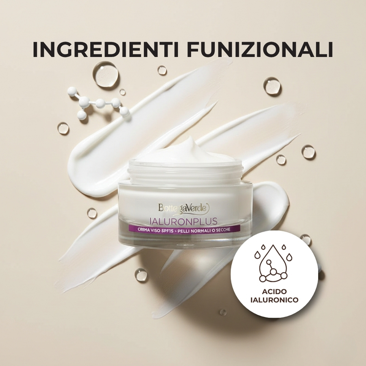 Ialuron Plus - Crema per il viso ricompattante, effetto filler*, con acido Ialuronico ed estratti di fiori Bianchi - pelli normali o secche