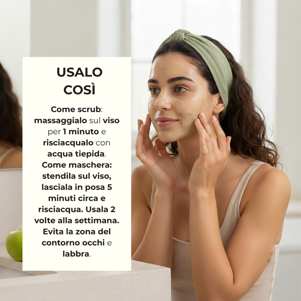 Estratti di bellezza - Scrub - Maschera 2 in 1 -  Mela verde e Kiwi - esfolia purifica -  pelli miste o grasse