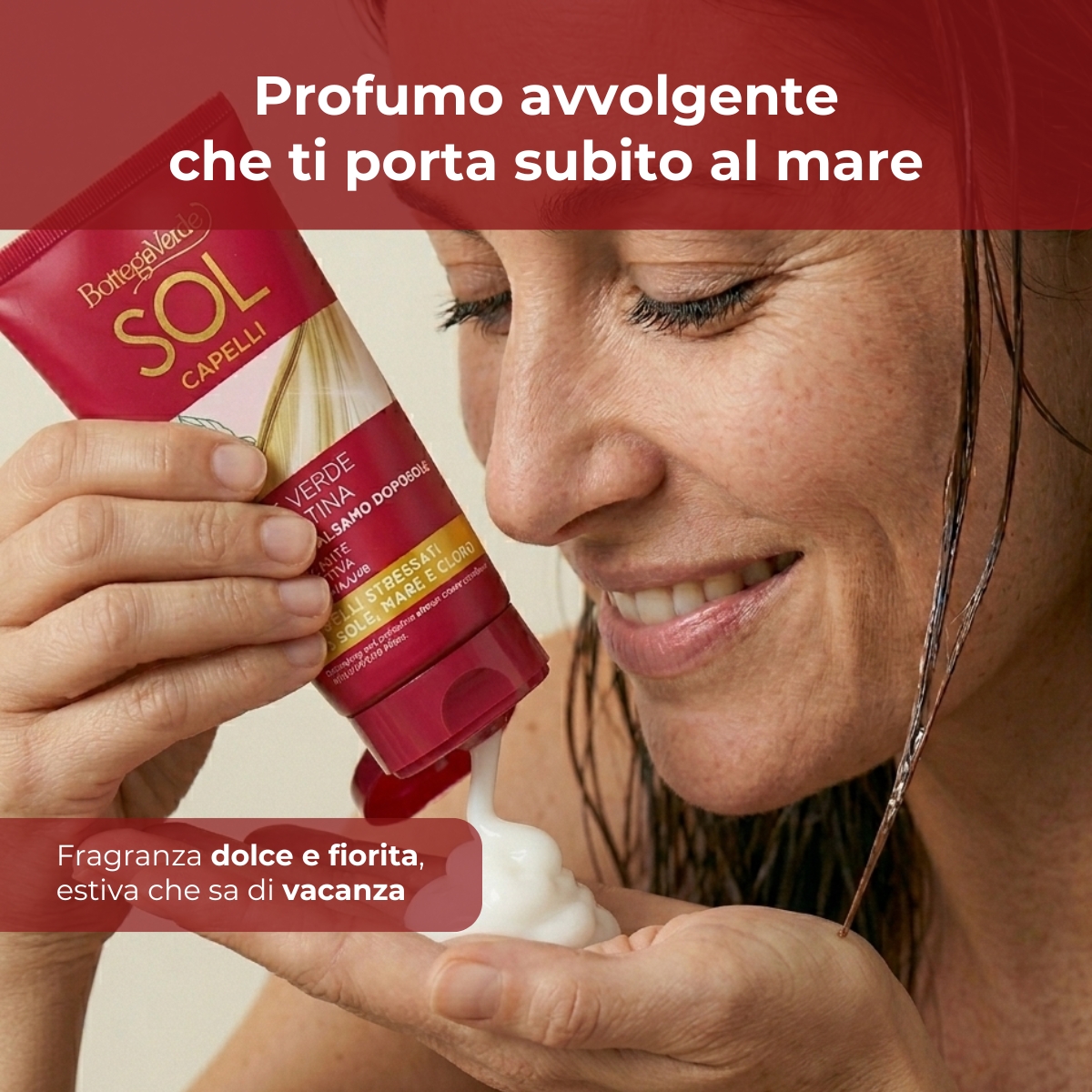 Sol Capelli - Noce verde e Keratina - Crema balsamo doposole - districante protettiva - con olio di Noce verde e Keratina - con filtro UVA/UVB - capelli stressati da sole, mare e cloro