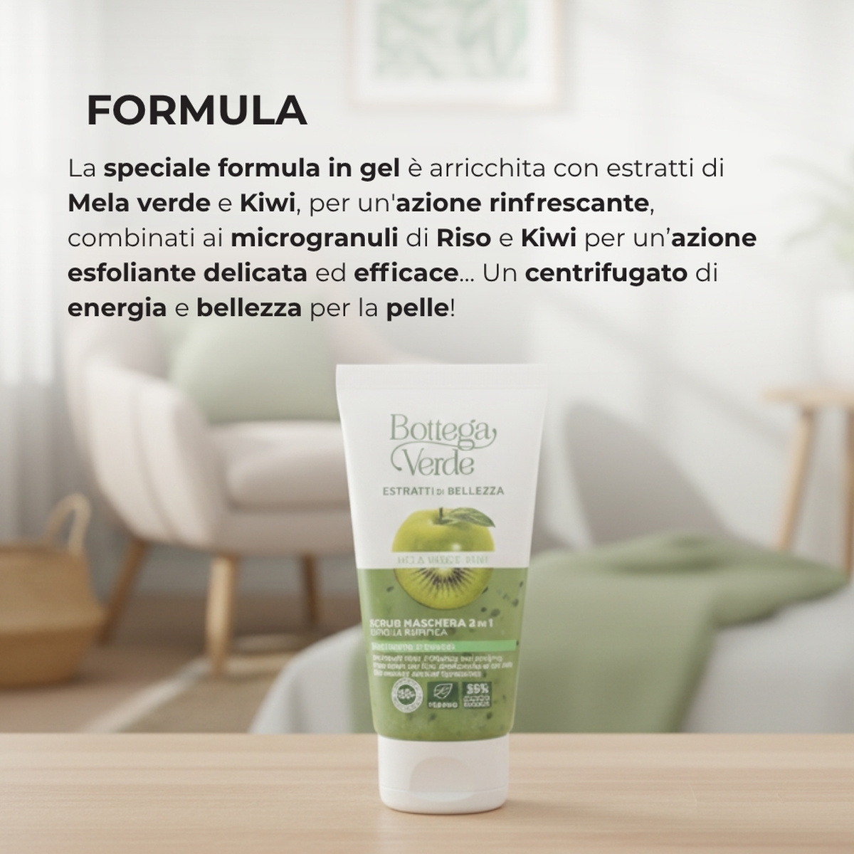 Estratti di bellezza - Scrub - Maschera 2 in 1 -  Mela verde e Kiwi - esfolia purifica -  pelli miste o grasse