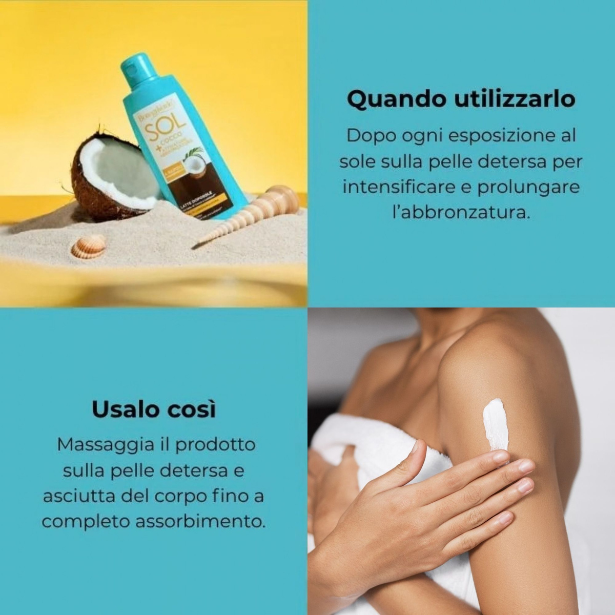 SOL Cocco + Attivatore di abbronzatura - Latte doposole - a rapido assorbimento - con latte di Cocco e Lumipod<TM/> - esalta  l'abbronzatura