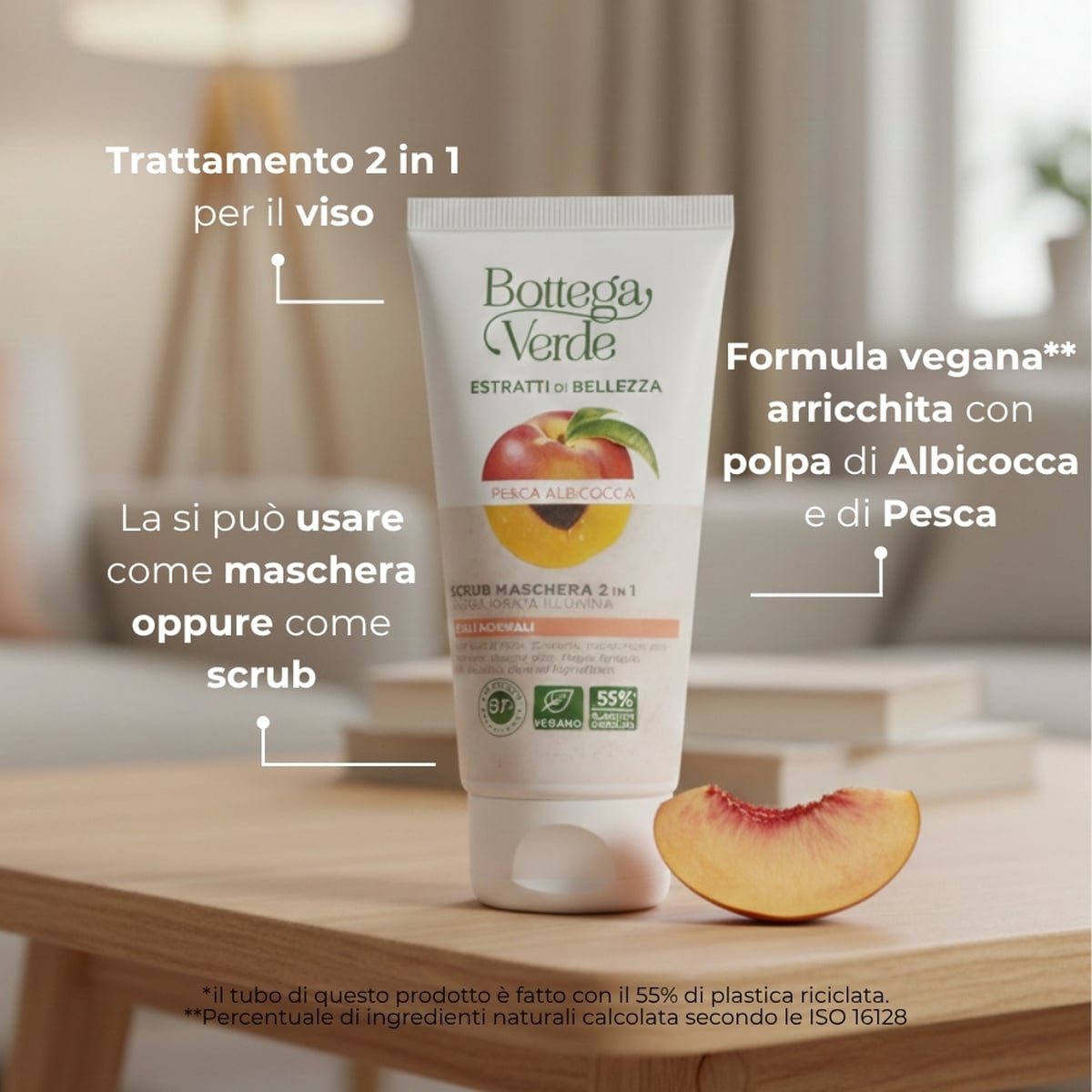 Estratti di bellezza - Scrub Maschera 2 in 1 - Pesca e Albicocca - leviga idrata illumina - pelli normali