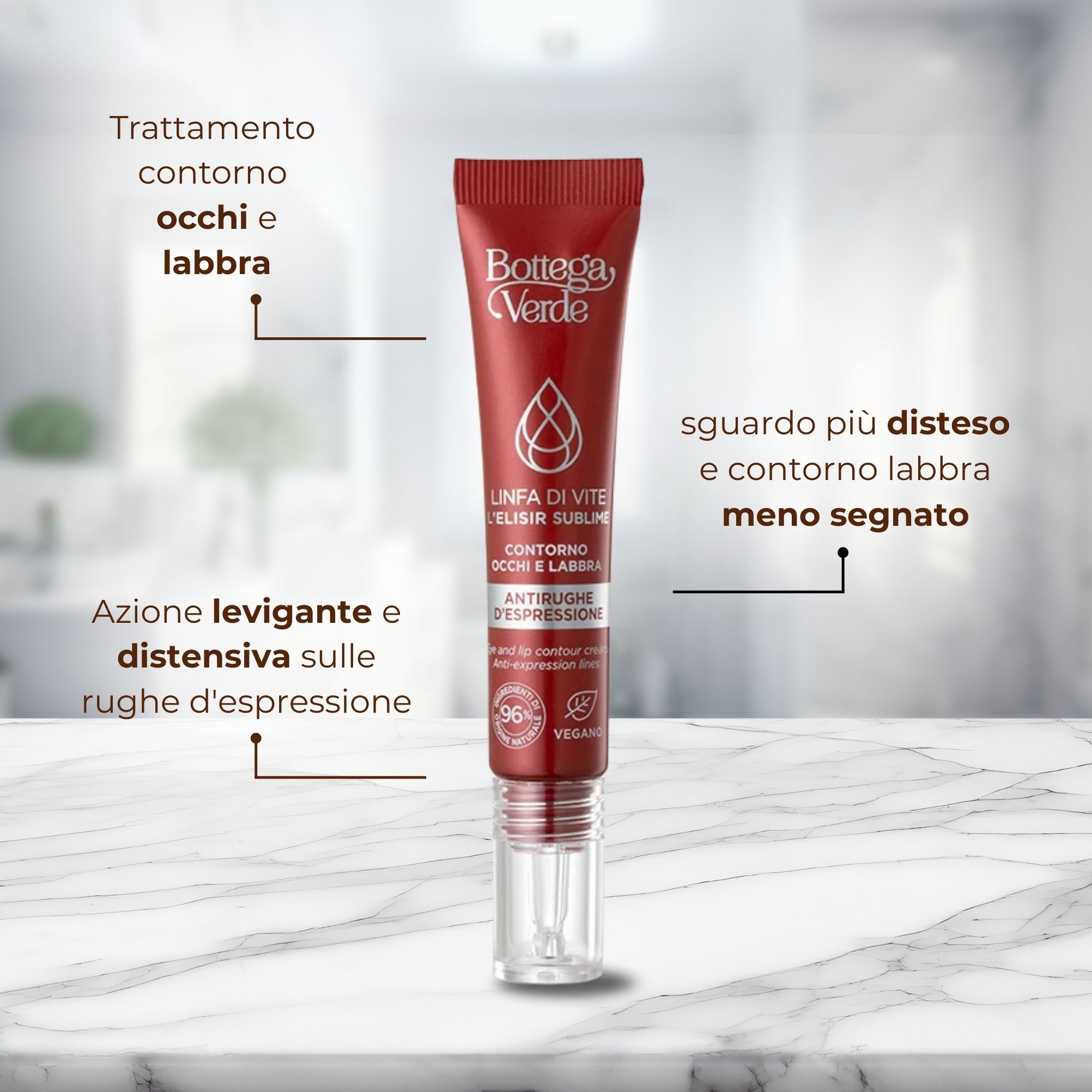 Linfa di Vite - L'Elisir sublime - Contorno occhi e labbra - antirughe d'espressione - 2-PEPTIDE LINFA COMPLEX<TM/> con Peptidi e Linfa di Vite - tutti i tipi di pelle