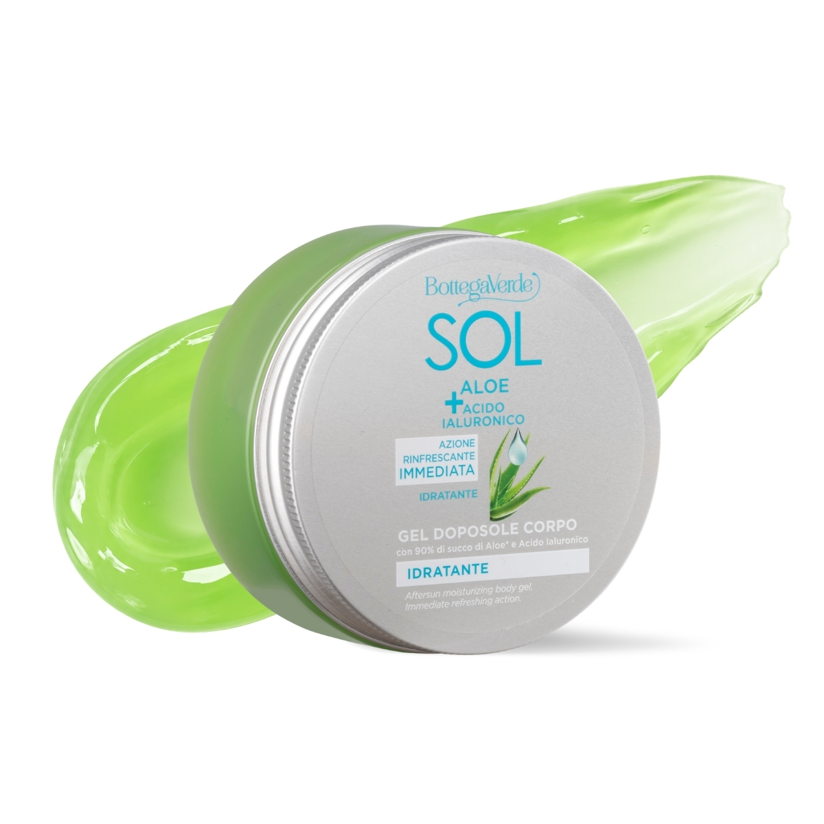 SOL Aloe Acido Ialuronico - Gel doposole corpo - idratante con 90% di succo di Aloe* e Acido Ialuronico - azione rinfrescante immediata