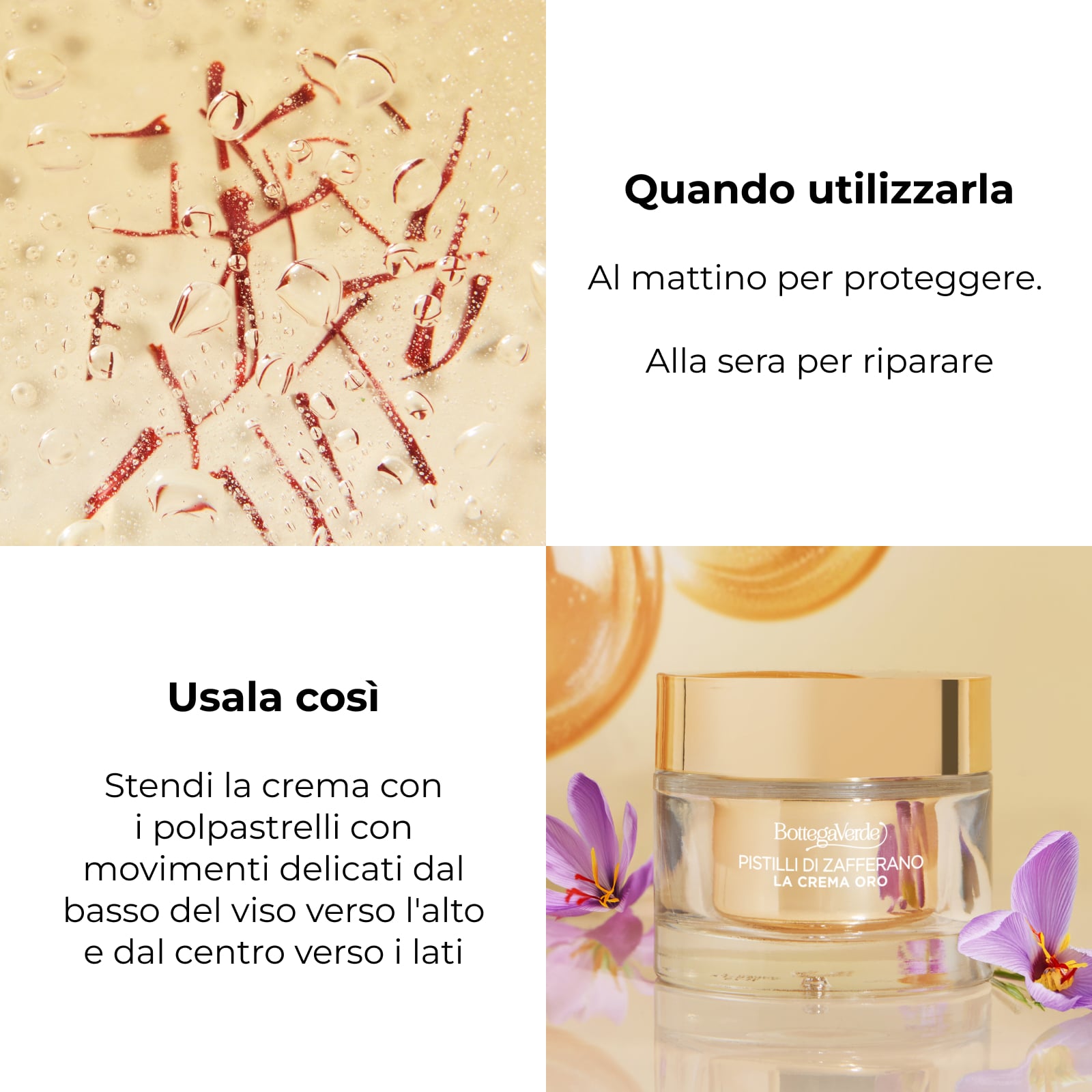 Pistilli di Zafferano - La crema oro - Ricarica Trattamento viso giorno e notte - antirughe antiet&agrave; globale 10 azioni - con SAFFRON-IDE PRO AGE<TM/> con Ceramidi e iperfermentato di Zafferano