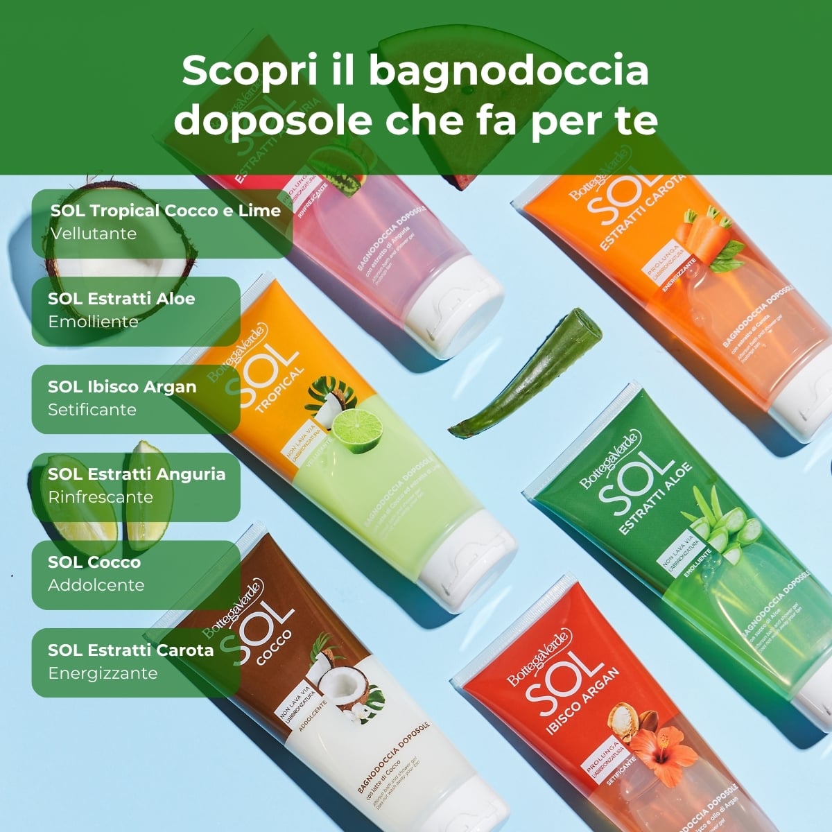 SOL Estratti Aloe - Bagnodoccia doposole - non lava via l'abbronzatura - con succo di Aloe - emolliente