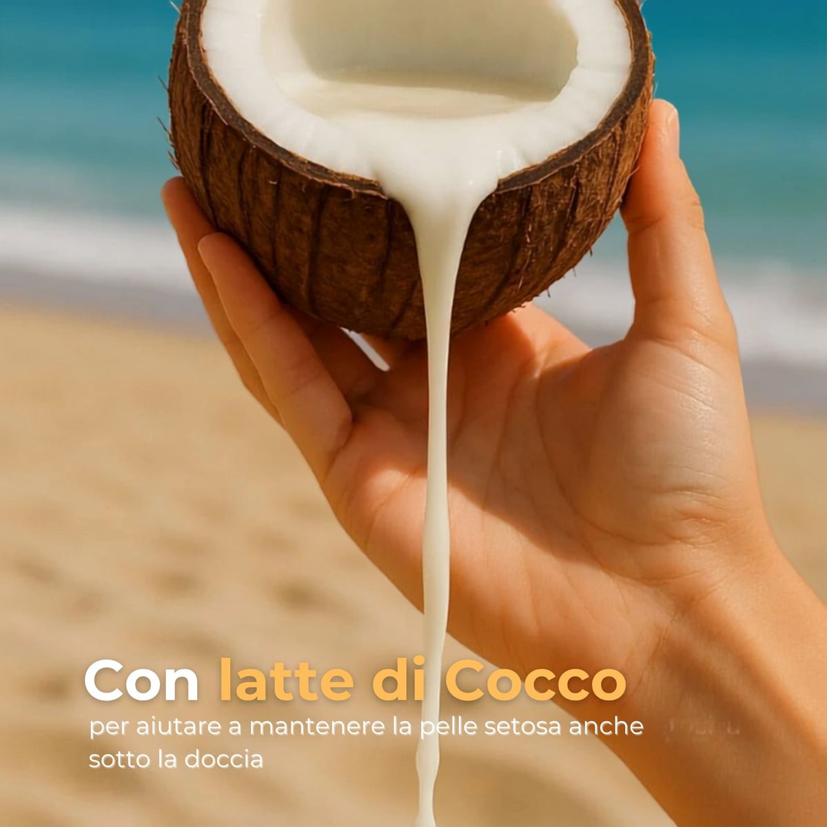 SOL Cocco + Attivatore di abbronzatura - Bagnodoccia doposole - addolcente - con Latte di Cocco e attivatore di abbronzatura - non lava via l'abbronzatura