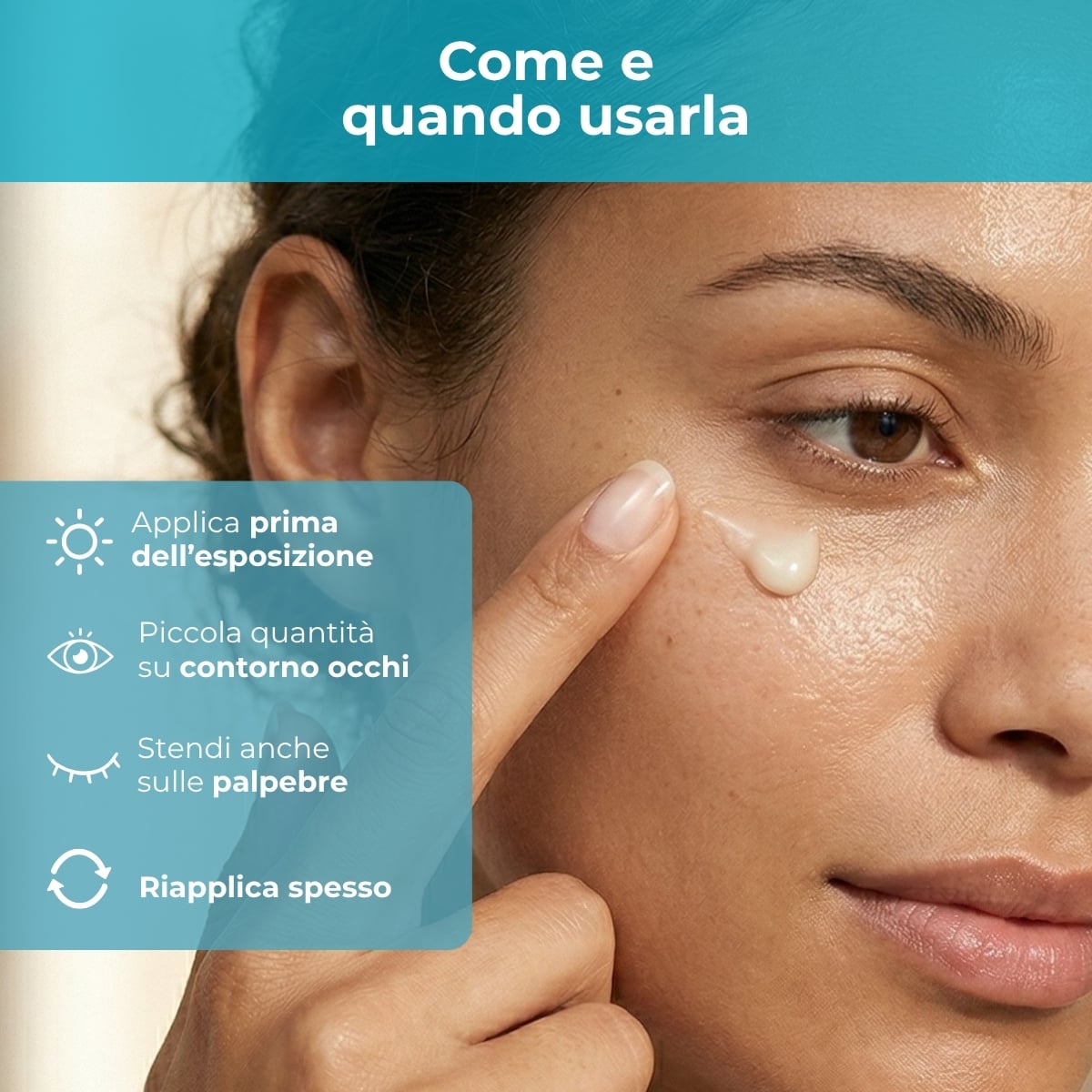 SOL Argan - Contorno occhi - protettivo idratante - con olio di Argan e microsfere di acido Ialuronico - SPF30 protezione alta - water resistant