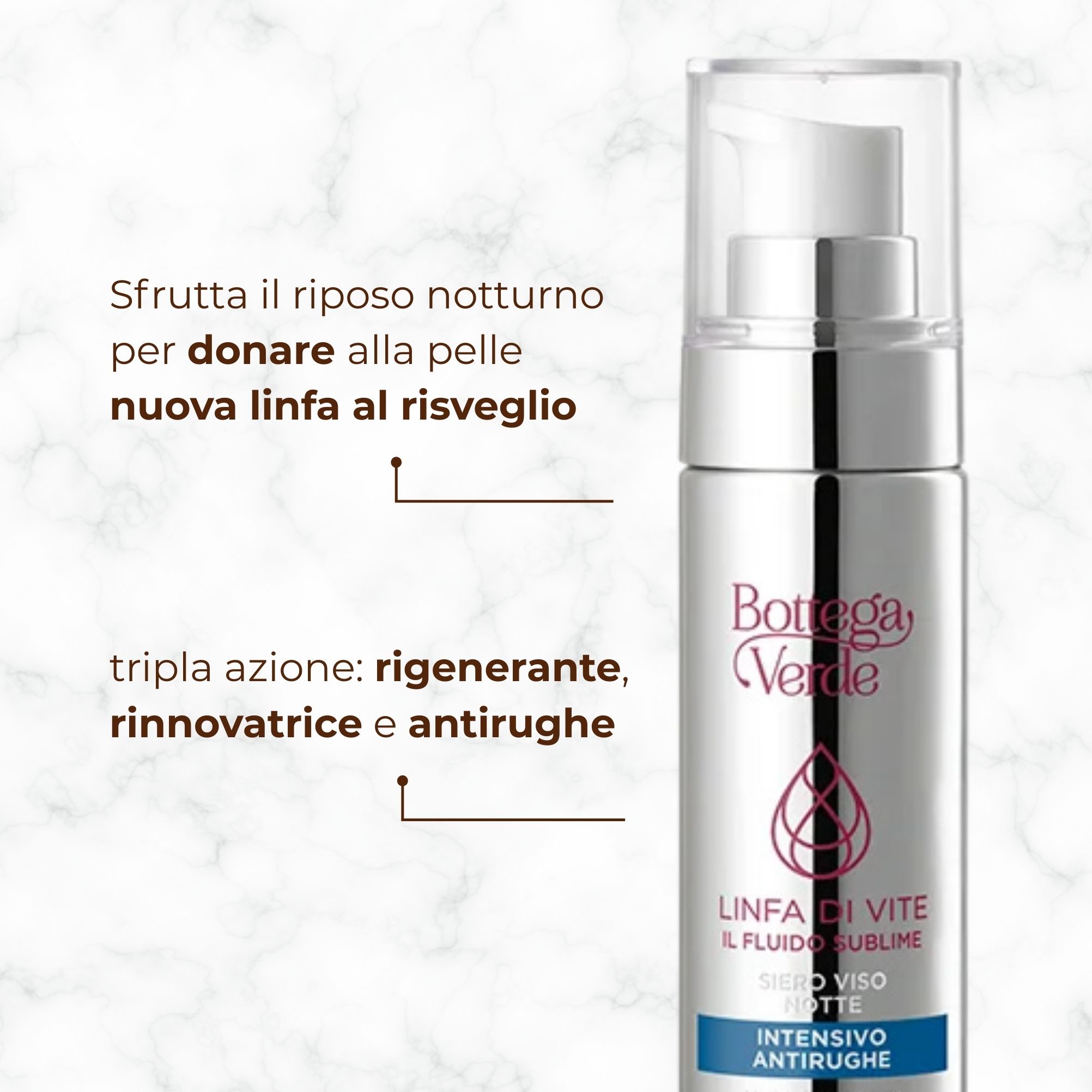 Linfa di Vite - Il Fluido sublime - Siero viso notte - intensivo antirughe - 2-PEPTIDE LINFA COMPLEX<TM/> con Peptidi e Linfa di Vite - tutti i tipi di pelle