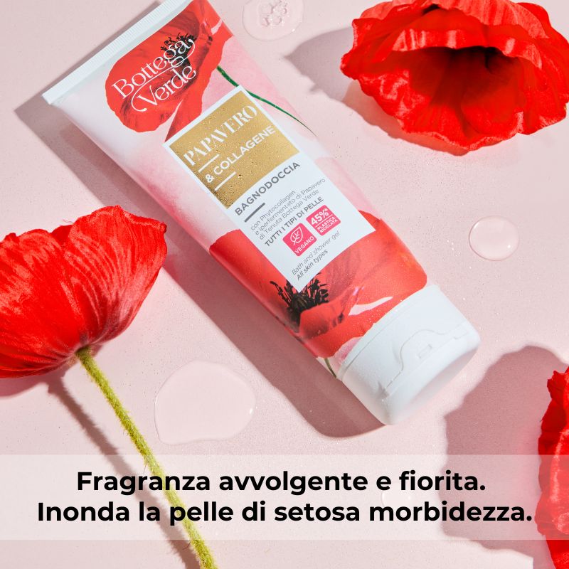 Papavero e Collagene - Bagnodoccia - con Phytocollagen ed iperfermentato di Papavero di Tenuta Bottega Verde - tutti i tipi di pelle