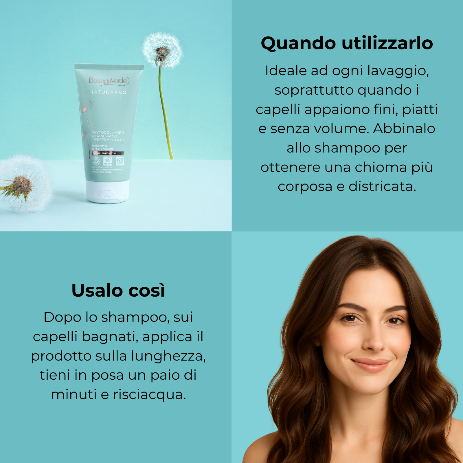 Phytocollagen e Tarassaco iperfermentato - Balsamo - effetto volume - capelli fini e sottili