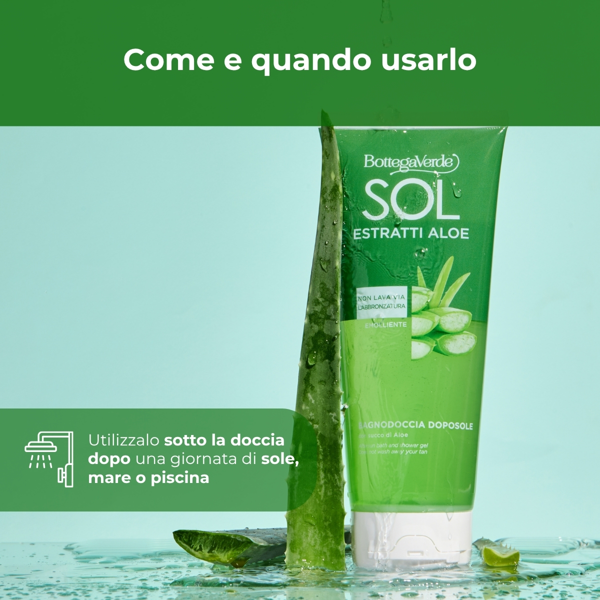 SOL Estratti Aloe - Bagnodoccia doposole - non lava via l'abbronzatura - con succo di Aloe - emolliente