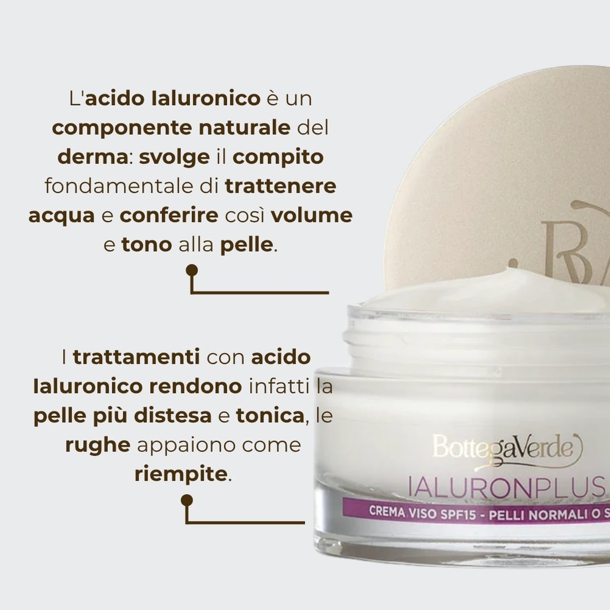 Ialuron Plus - Crema per il viso ricompattante, effetto filler*, con acido Ialuronico ed estratti di fiori Bianchi - pelli normali o secche