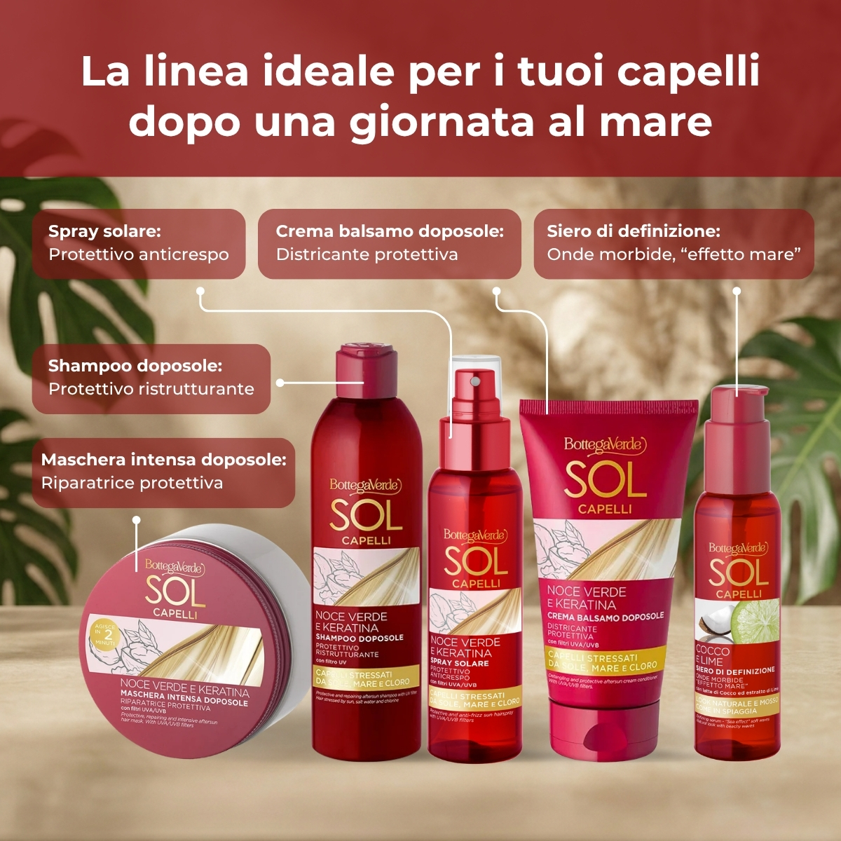 SOL Capelli - Siero di definizione - onde morbide "effetto mare" - con latte di Cocco ed estratto di Lime - look naturale e mosso come in spiaggia