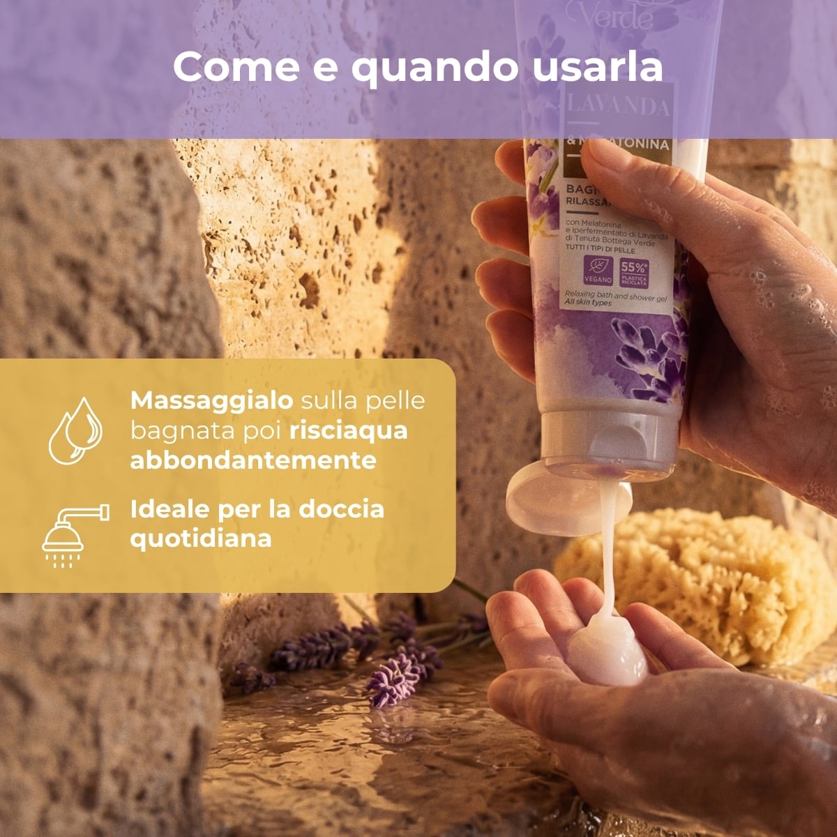 Lavanda Melatonina - Bagnodoccia rilassante - con Melatonina e iperfermentato di Lavanda di Tenuta Bottega Verde - per tutti i tipi di pelle