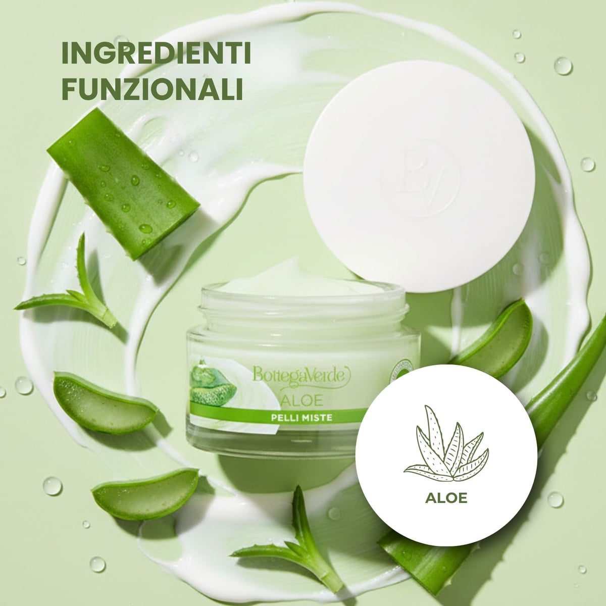 Aloe - Crema gel viso 24 ore - idratante lenitiva opacizzante - con 30% succo di Aloe* bio (50 ml) - pelli miste