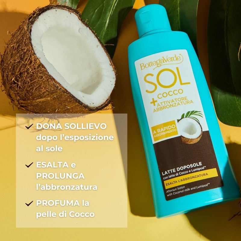 SOL Cocco + Attivatore di abbronzatura - Latte doposole - a rapido assorbimento - con latte di Cocco e Lumipod<TM/> - esalta  l'abbronzatura