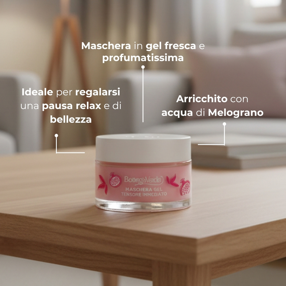 Estratti di bellezza - Maschera gel  -  con acqua di Melograno e The rosso (50 ml) - tensore immediato
