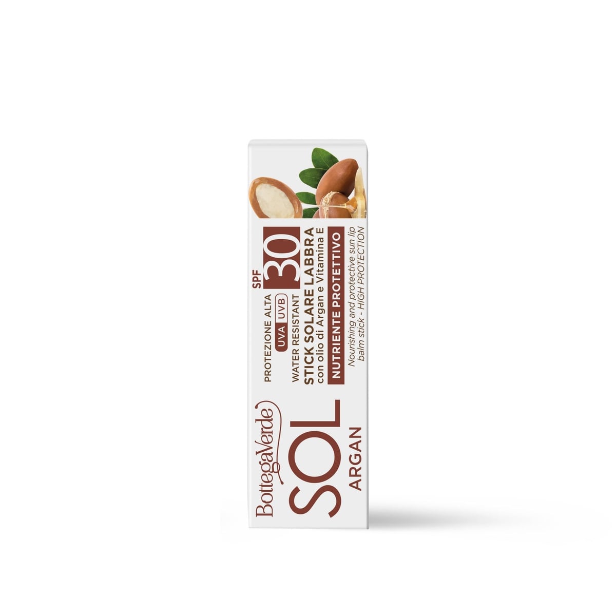 SOL Argan - Stick solare labbra  - nutre e protegge  - con olio di Argan e Vitamina E - protezione alta SPF30 - water resistant