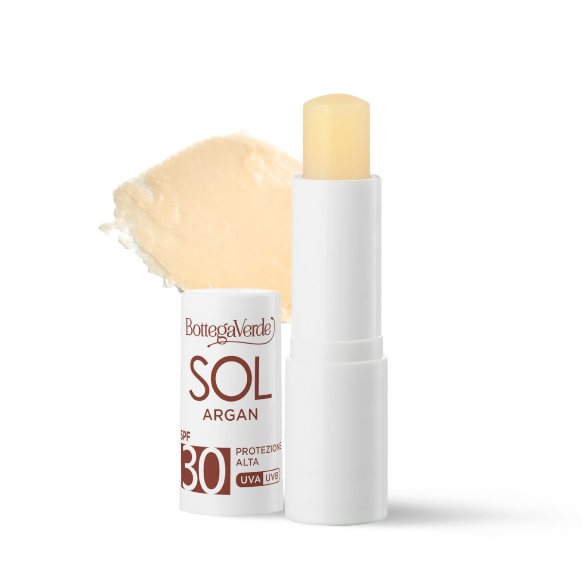 SOL Argan - Stick solare labbra  - nutre e protegge  - con olio di Argan e Vitamina E - protezione alta SPF30 - water resistant
