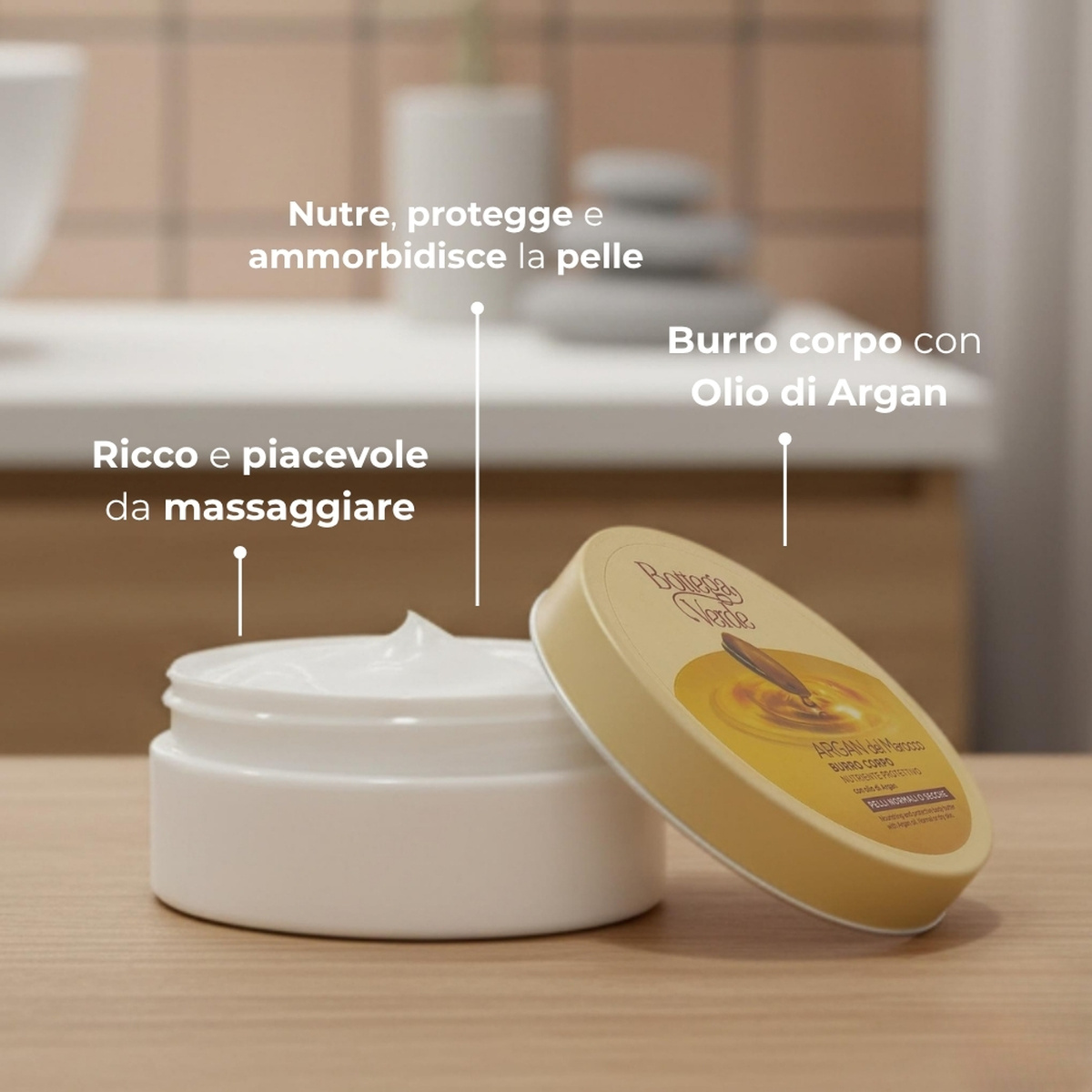 Argan del Marocco - Burro corpo - nutriente protettivo - con olio di Argan - pelli normali o secche