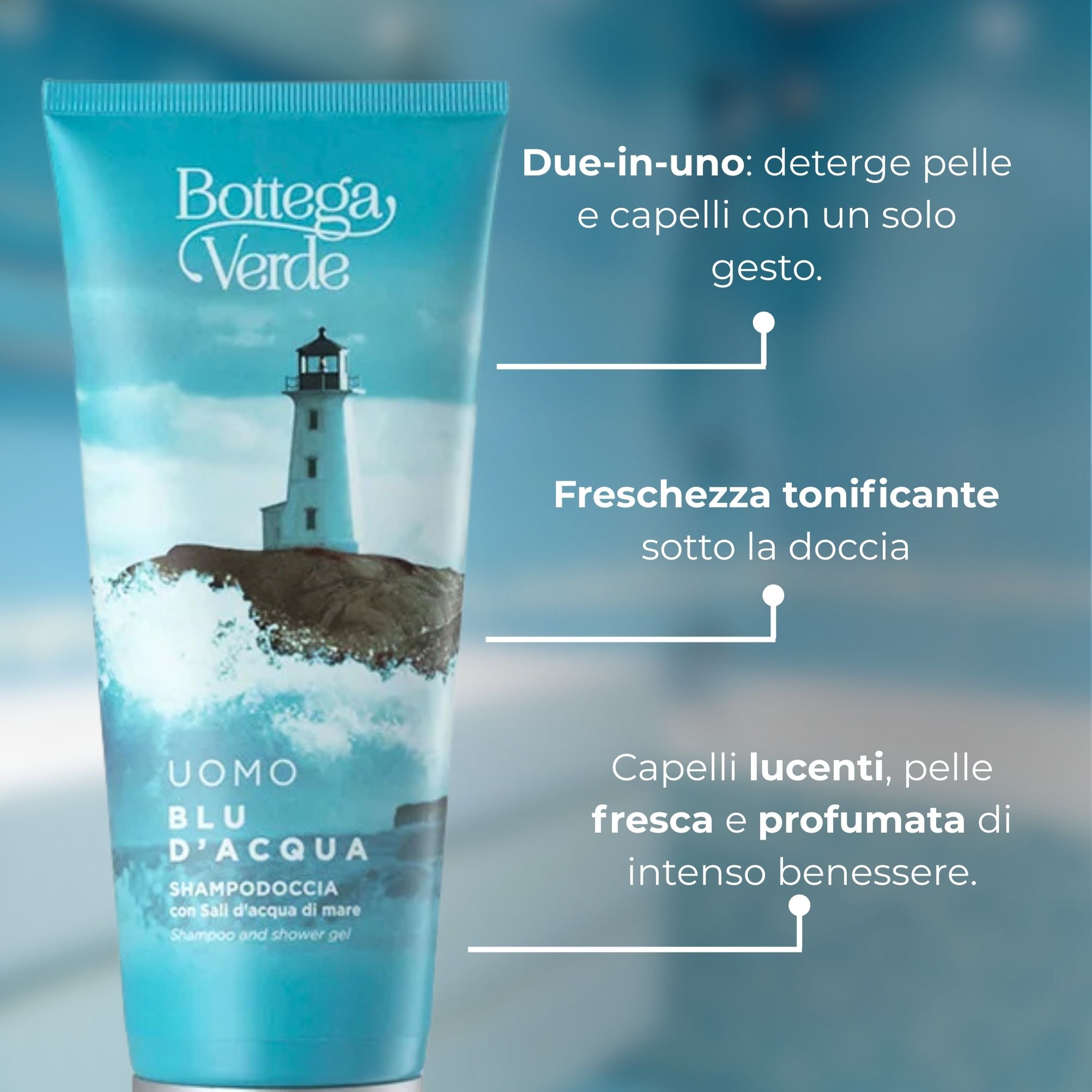 UOMO - Blu d'Acqua - Shampodoccia con sali d'acqua di mare
