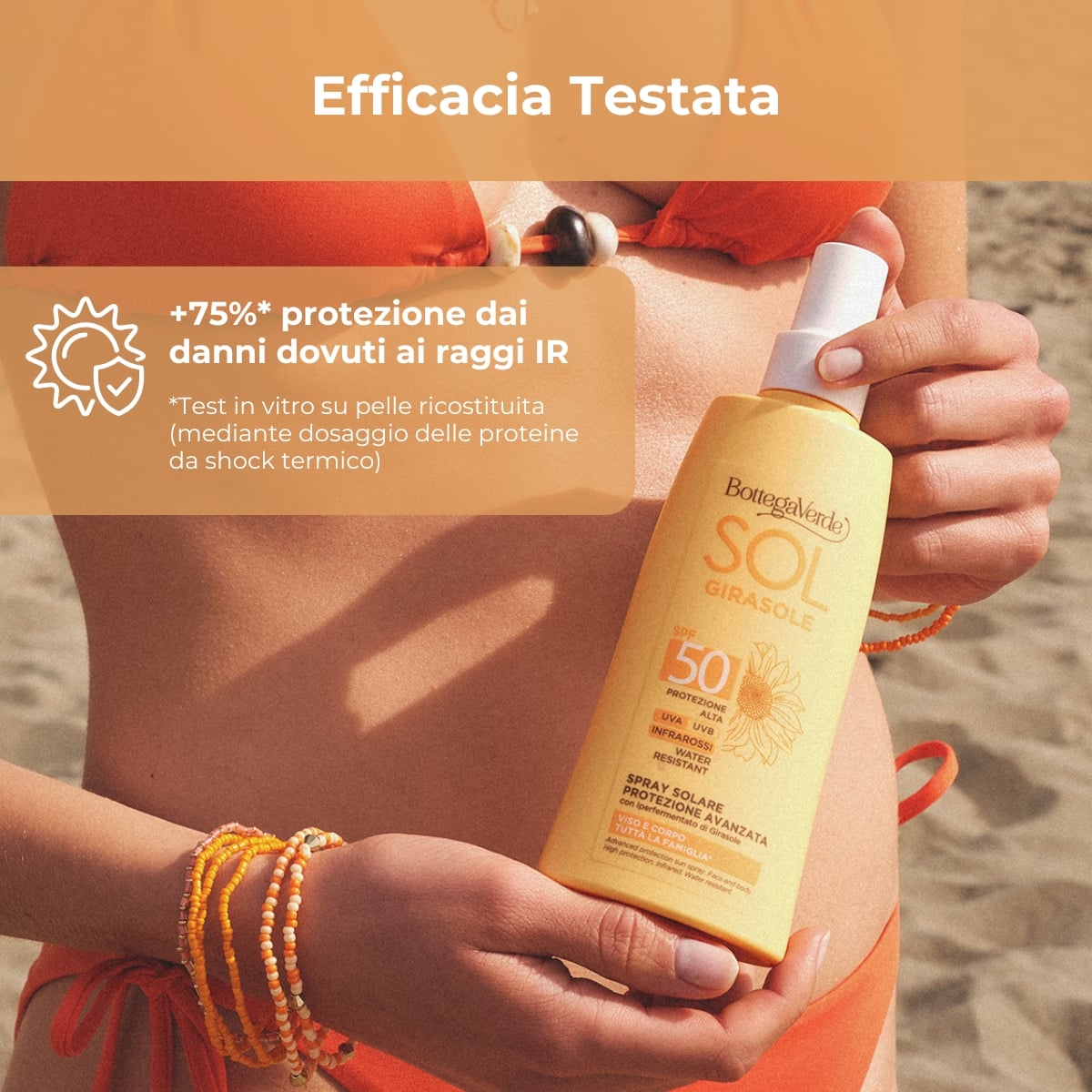 SOL Girasole - Spray solare protezione avanzata - viso e corpo - con iperfermentato di Girasole di Tenuta Bottega Verde - PROTEZIONE  ALTA SPF50 - INFRAROSSI - WATER RESISTANT