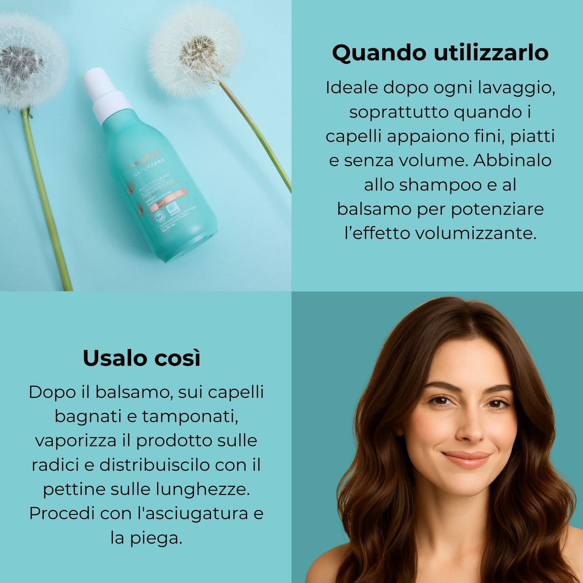 Phytocollagen e Tarassaco iperfermentato - Spray - booster di volume - capelli fini e sottili