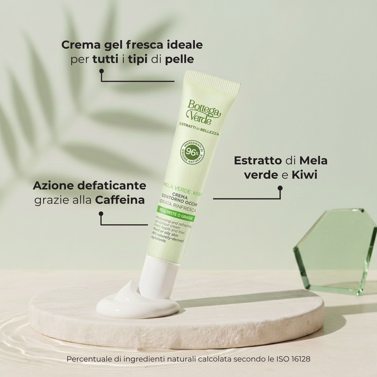 Estratti di bellezza - Crema contorno occhi - Mela verde e Kiwi - idrata rinfresca tonifica - pelli miste o grasse