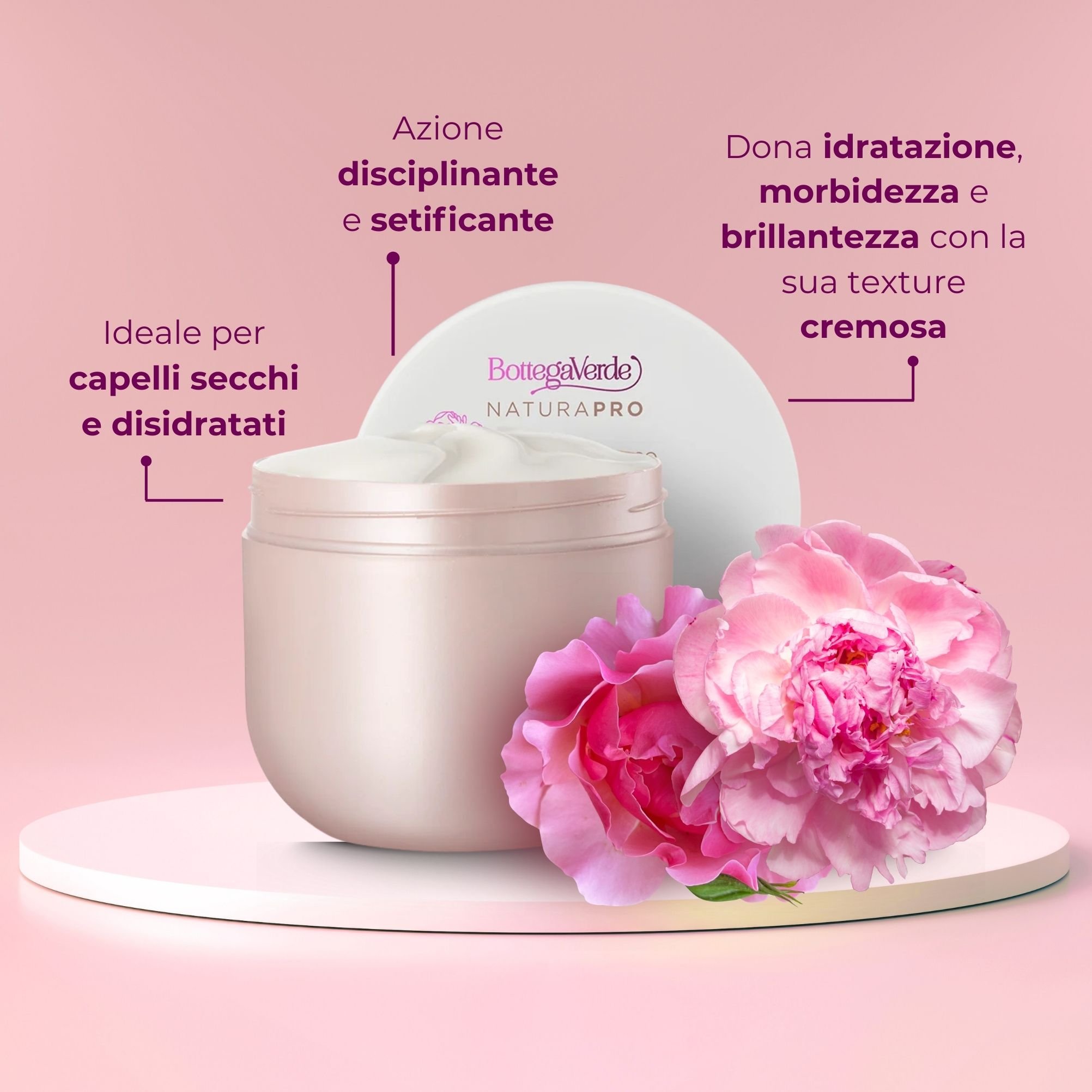 Acido Ialuronico e Iperfermentato di Peonia - Maschera '' idratazione sublime - capelli secchi o e disidratati