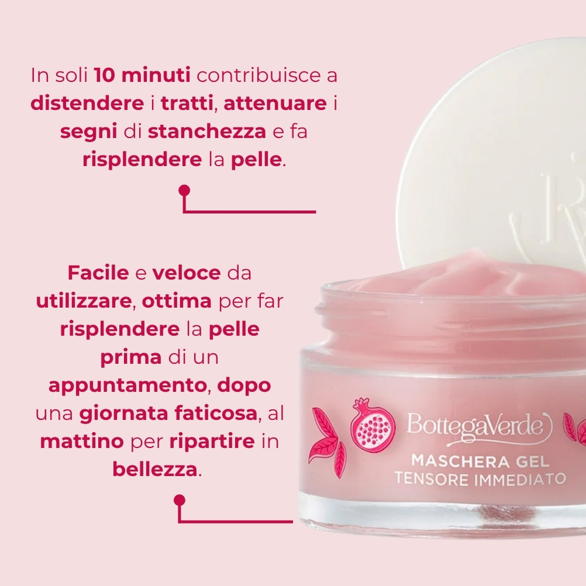 Estratti di bellezza - Maschera gel  -  con acqua di Melograno e The rosso (50 ml) - tensore immediato