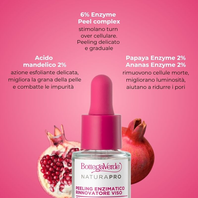 Peeling enzimatico rinnovatore - concentrato viso - con 6% Enzyme Peel complex e iperfermentato di Melograno di Tenuta Bottega Verde - esfoliante