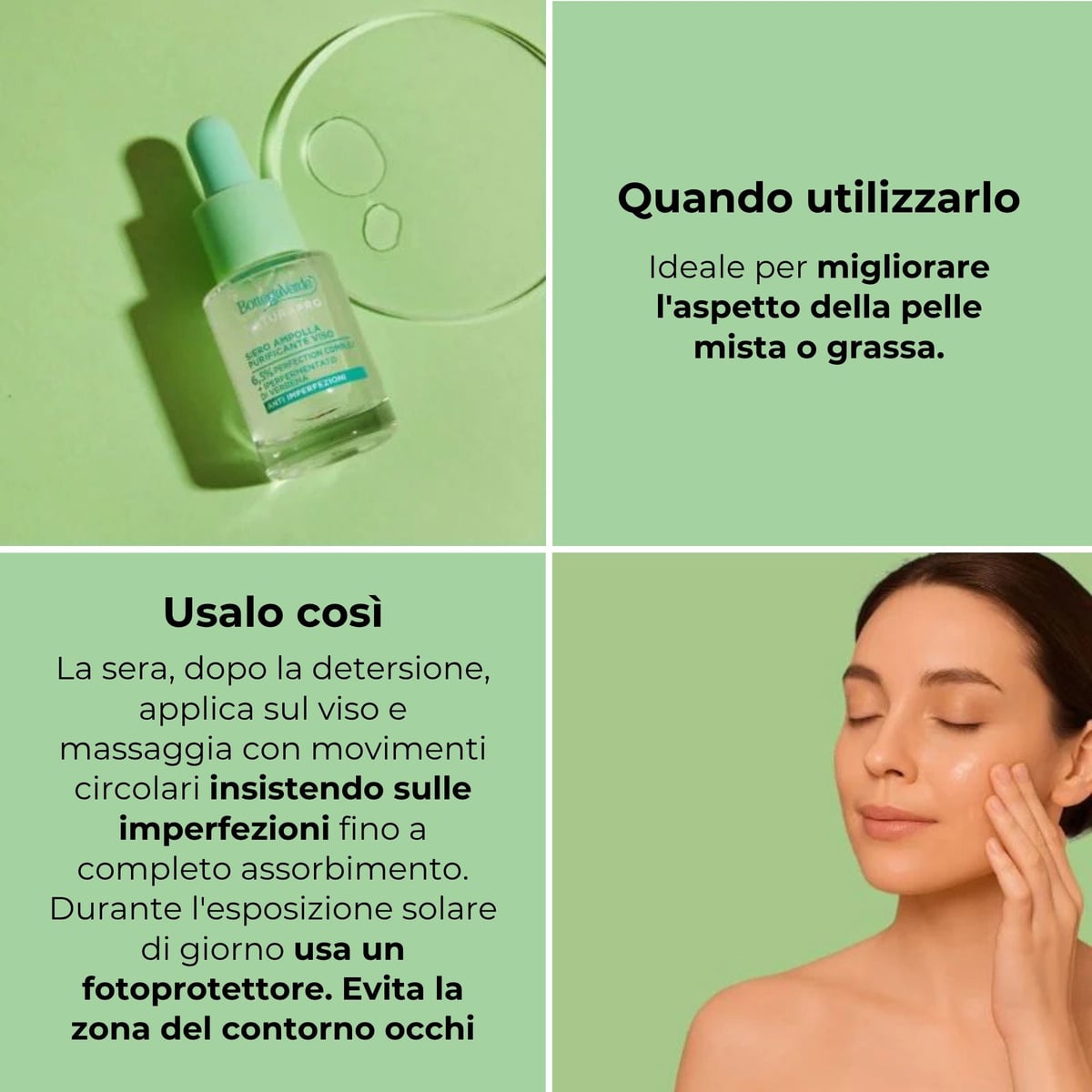 Siero ampolla purificante - concentrato viso - con 6.5% Perfection complex e iperfermentato di Verbena di Tenuta Bottega Verde - anti imperfezioni