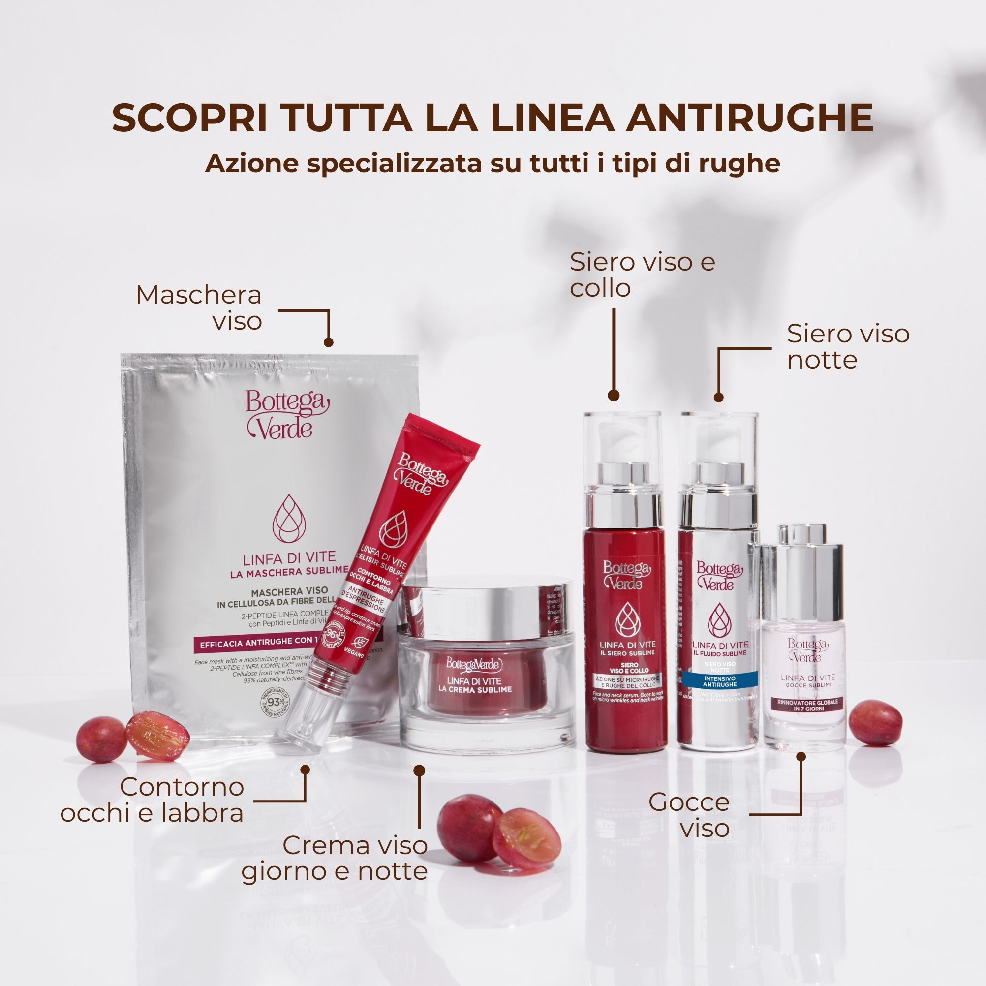 Linfa di Vite - Il Siero sublime - Siero viso e collo - azione su microrughe e rughe del collo - 2-PEPTIDE LINFA COMPLEX<TM/> con Peptidi e Linfa di Vite - tutti i tipi di pelle