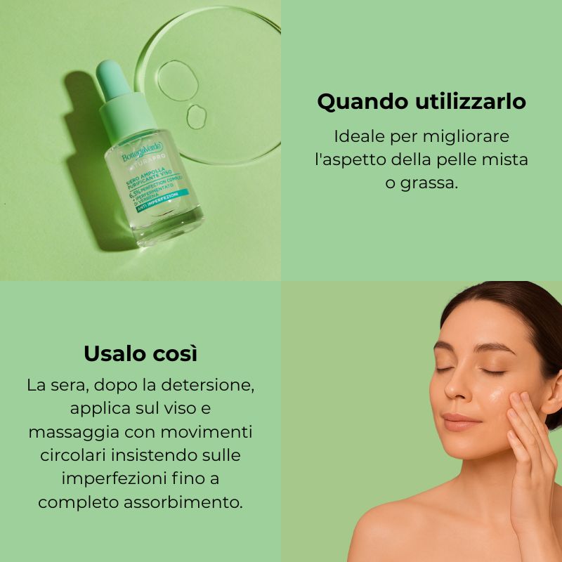 Siero ampolla purificante - concentrato viso - con 6.5% Perfection complex e iperfermentato di Verbena di Tenuta Bottega Verde - anti imperfezioni