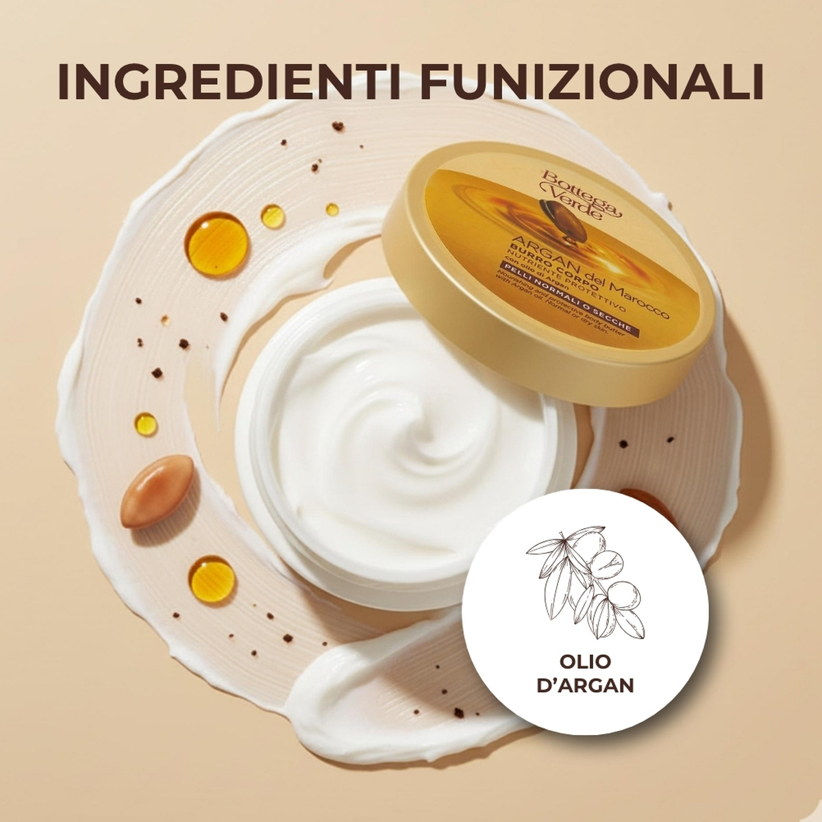 Argan del Marocco - Burro corpo - nutriente protettivo - con olio di Argan - pelli normali o secche