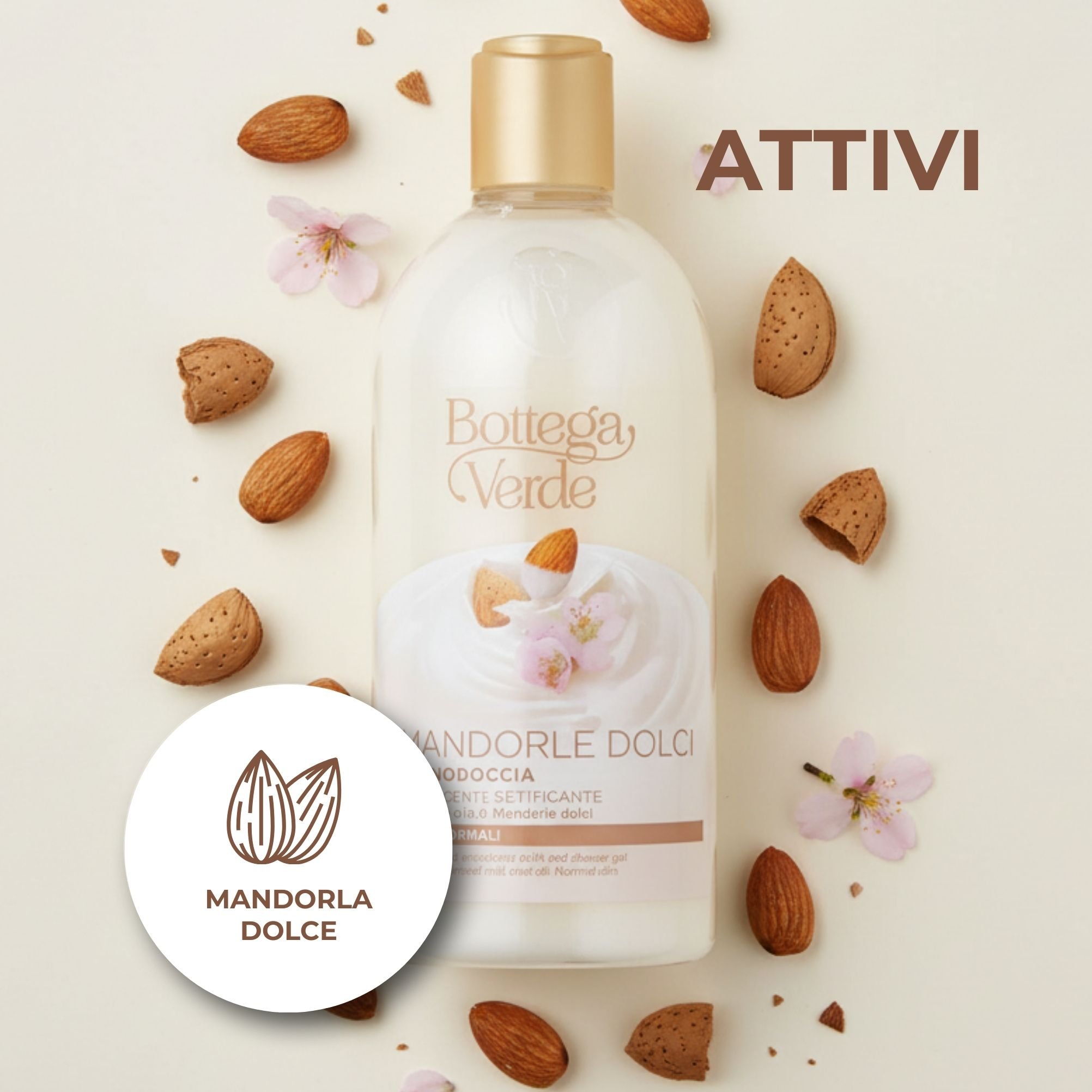 MANDORLE DOLCI - Bagnodoccia - addolcente setificante - con latte e olio di Mandorle dolci - pelli normali