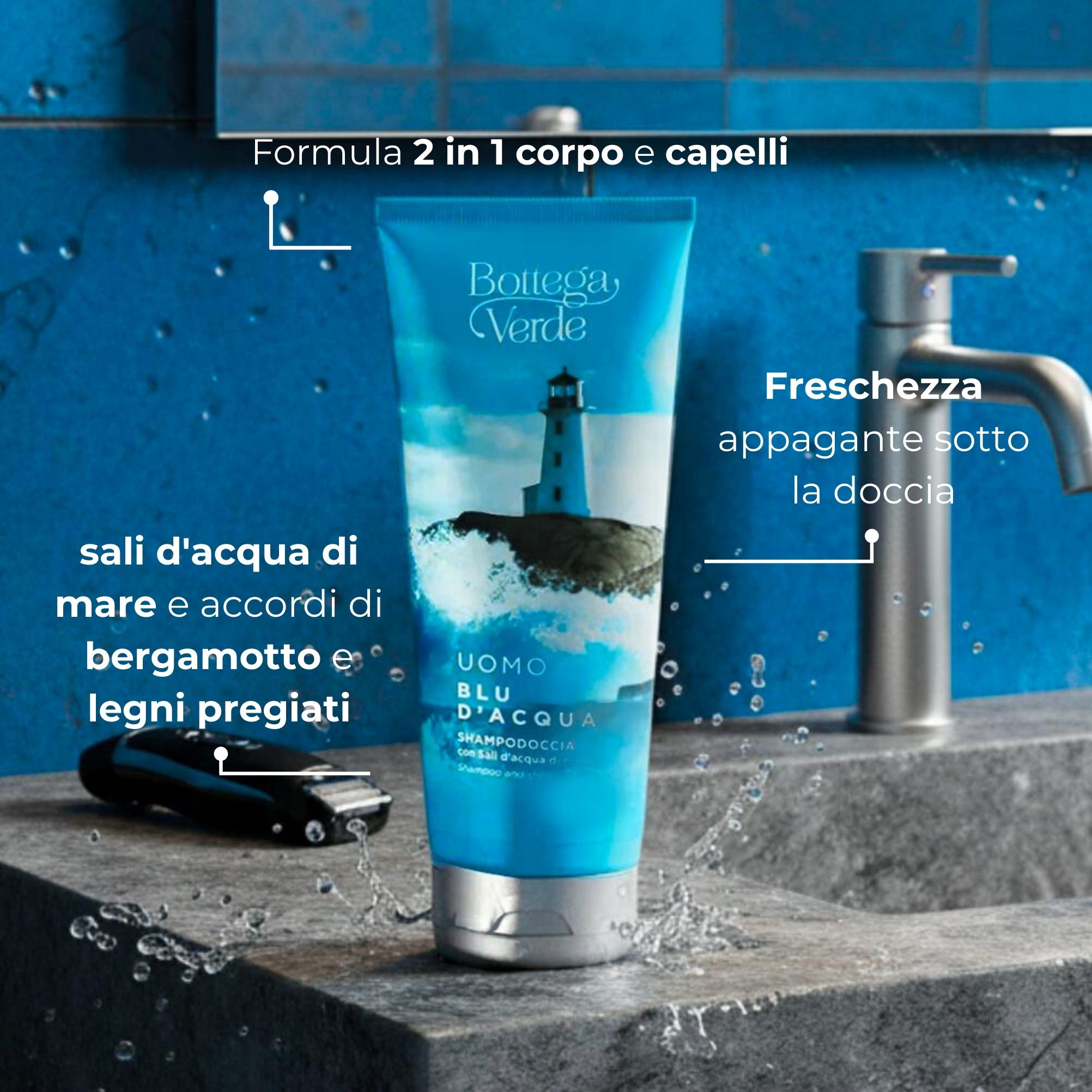 UOMO - Blu d'Acqua - Shampodoccia con sali d'acqua di mare