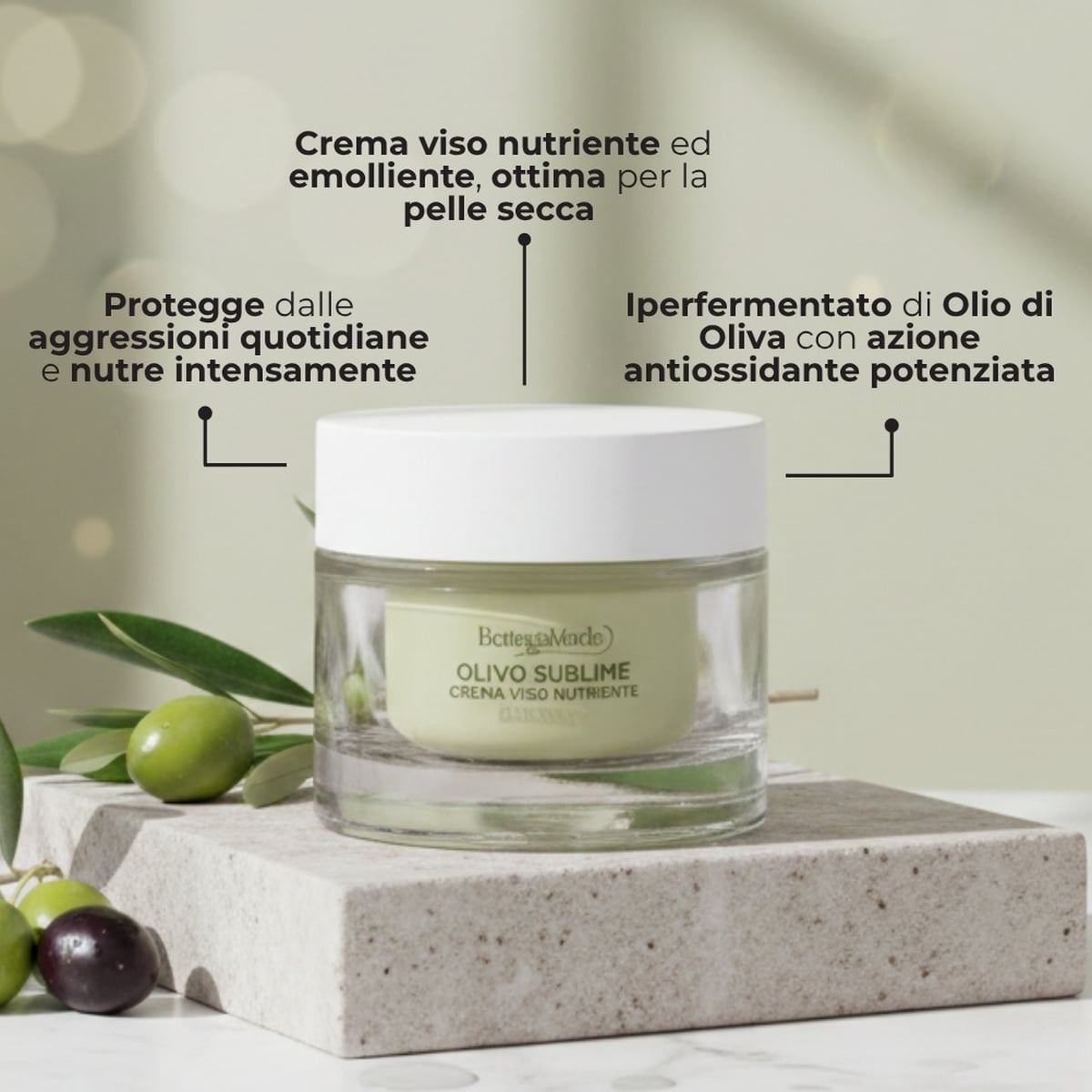 Olivo Sublime - Crema viso - ricarica - nutriente emolliente - con olio di Oliva iperfermentato - pelli normali o secche