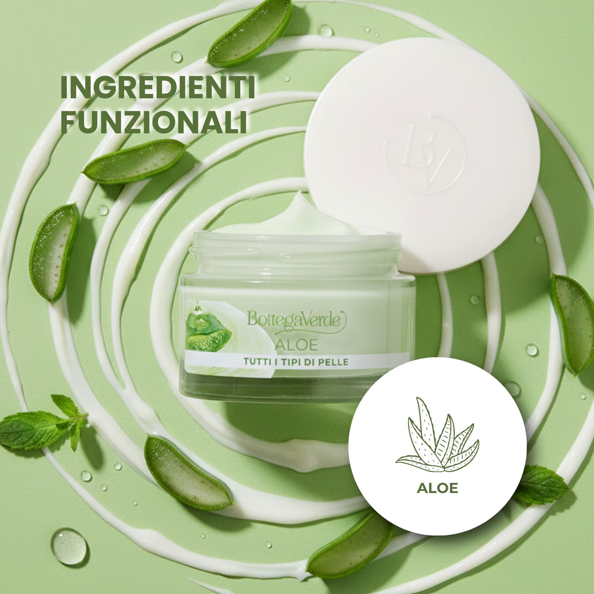 Aloe - Crema viso 24 ore - idratante, lenitiva, illuminante -  con 30% succo di Aloe* bio - tutti i tipi di pelle
