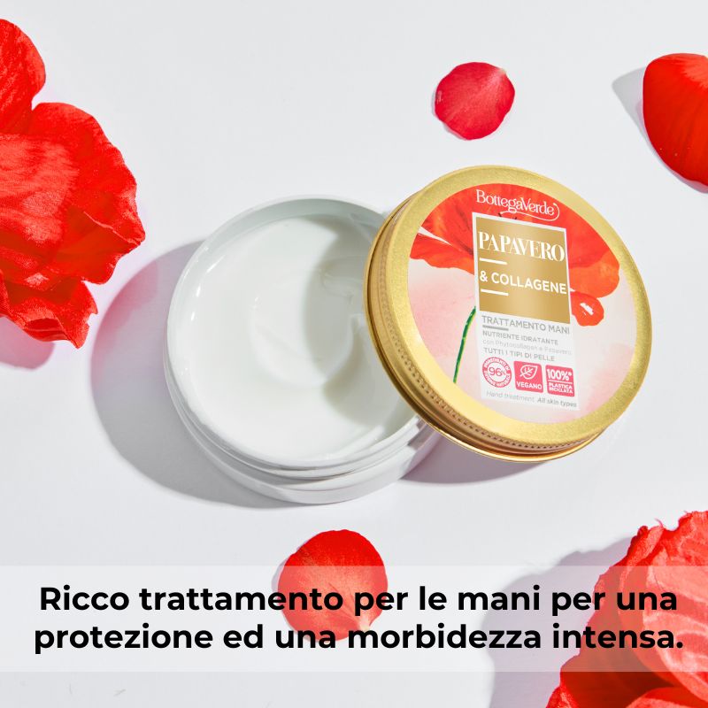Papavero e Collagene - Trattamento mani - nutriente idratante - con Phytocollagen ed iperfermentato di Papavero di Tenuta Bottega Verde - tutti i tipi di pelle